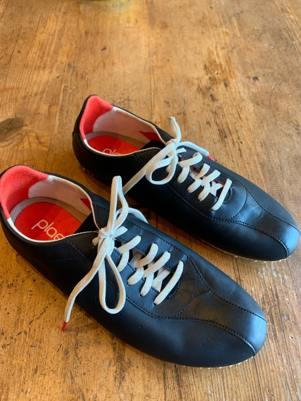 PLAE Sun Black Sneakers with Coral Lining and White Laces